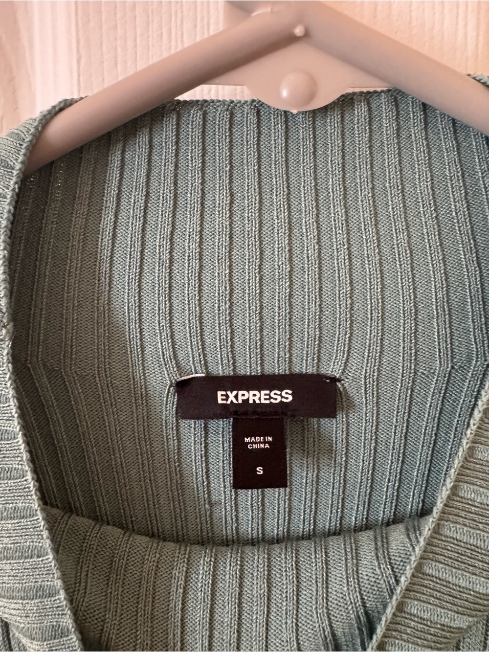 Express Ribbed Mock Neck Top — Sage - Picture 2 of 3